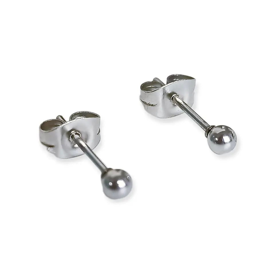 Pendientes Esferas plateadas de 3mm a 8 mm hipoalergénicos  1