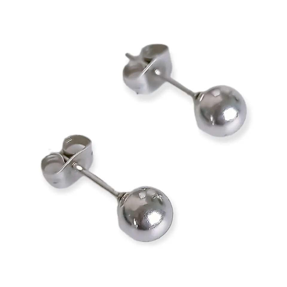 Pendientes Esferas plateadas de 3mm a 8 mm hipoalergénicos  10