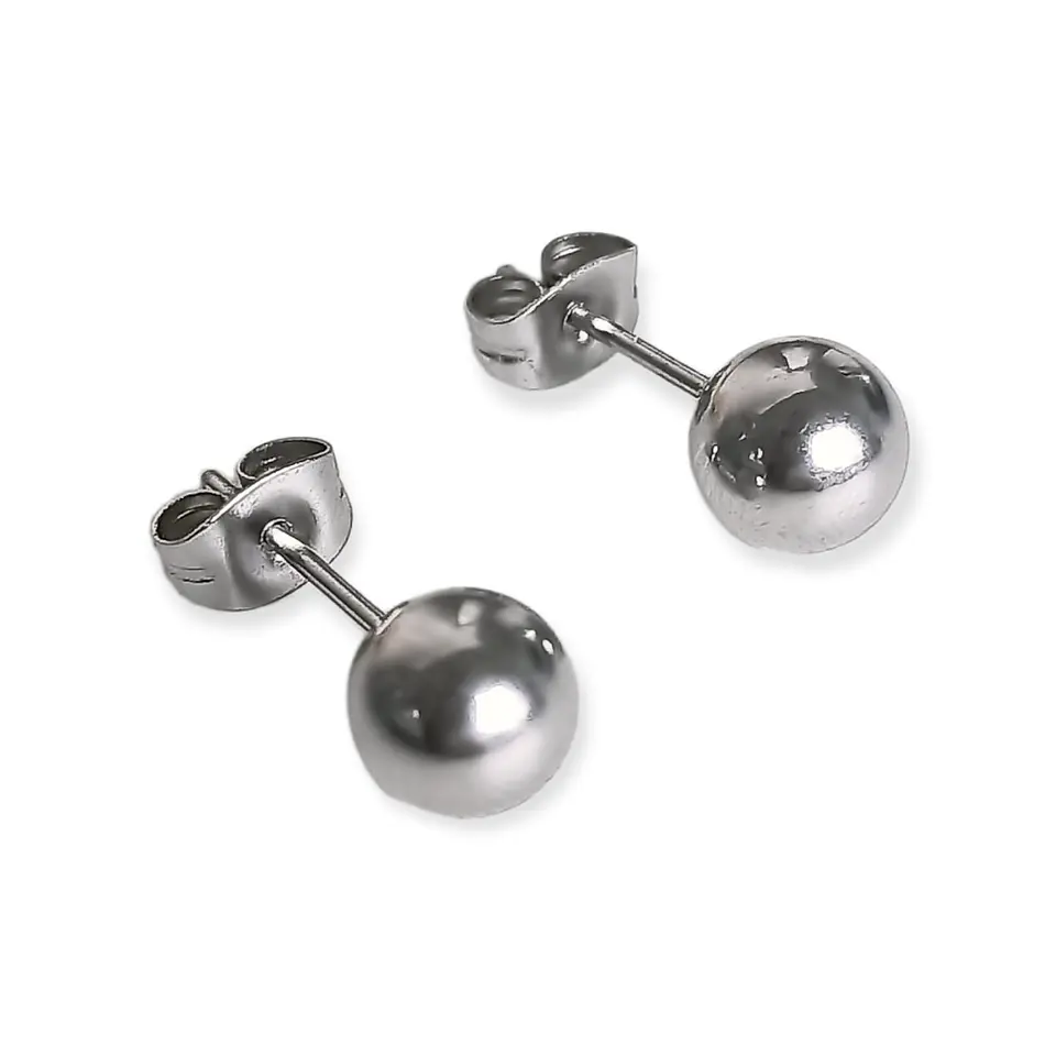 Pendientes Esferas plateadas de 3mm a 8 mm hipoalergénicos  12