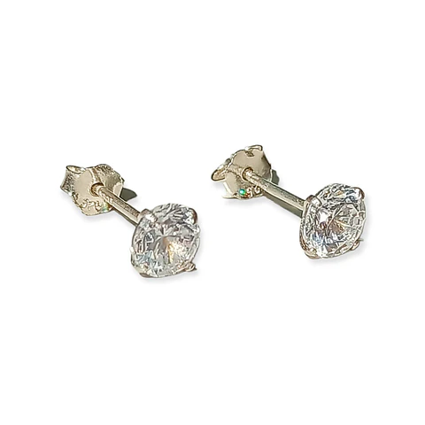 Pendientes Aretes Aros Puntos Luz En Plata 925 Zirconia 5mm