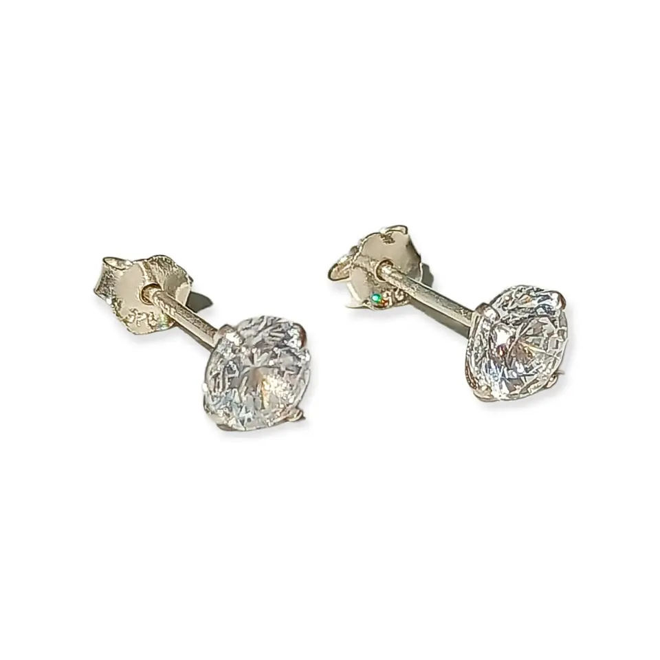 Pendientes Aretes Aros Puntos Luz En Plata 925 Zirconia 5mm 1