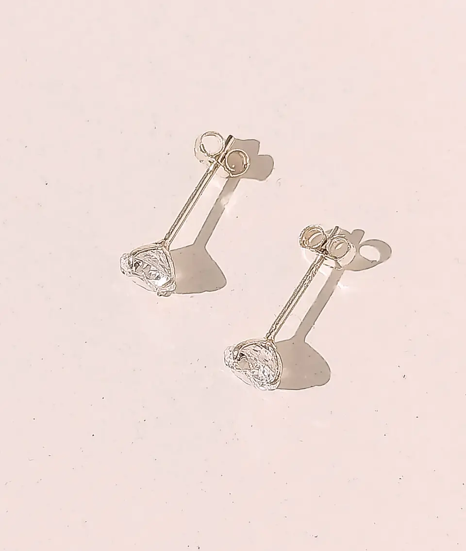 Pendientes Aretes Aros Puntos Luz En Plata 925 Zirconia 5mm 8
