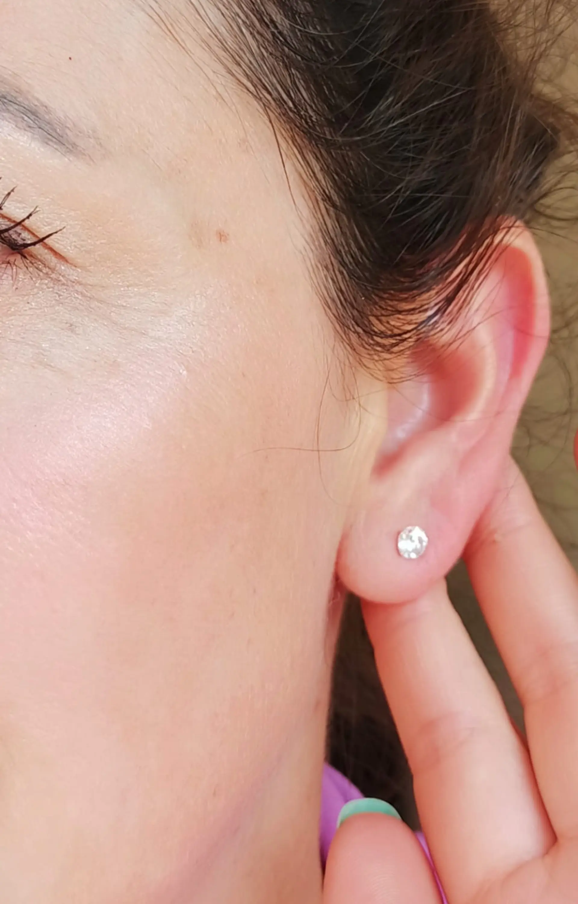 Pendientes Aretes Aros Puntos Luz En Plata 925 Zirconia 5mm 3