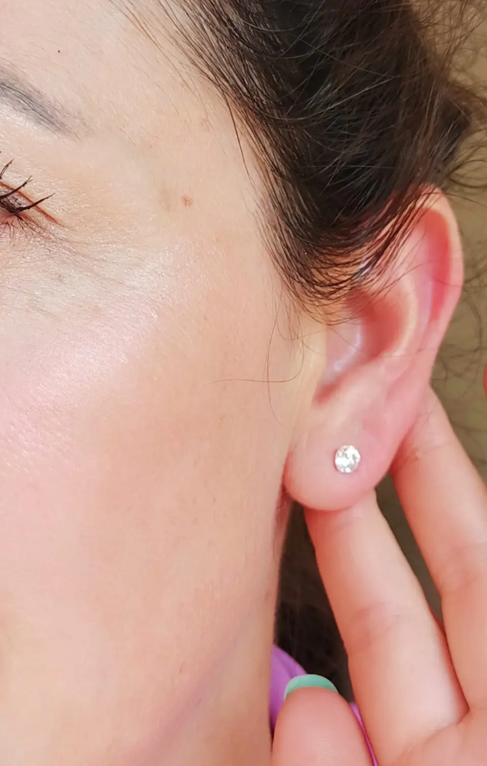 Pendientes Aretes Aros Puntos Luz En Plata 925 Zirconia 5mm 3