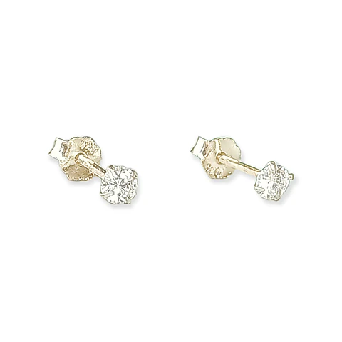 Pendientes Puntos de Luz En Plata ley 925 Zirconia 3mm
