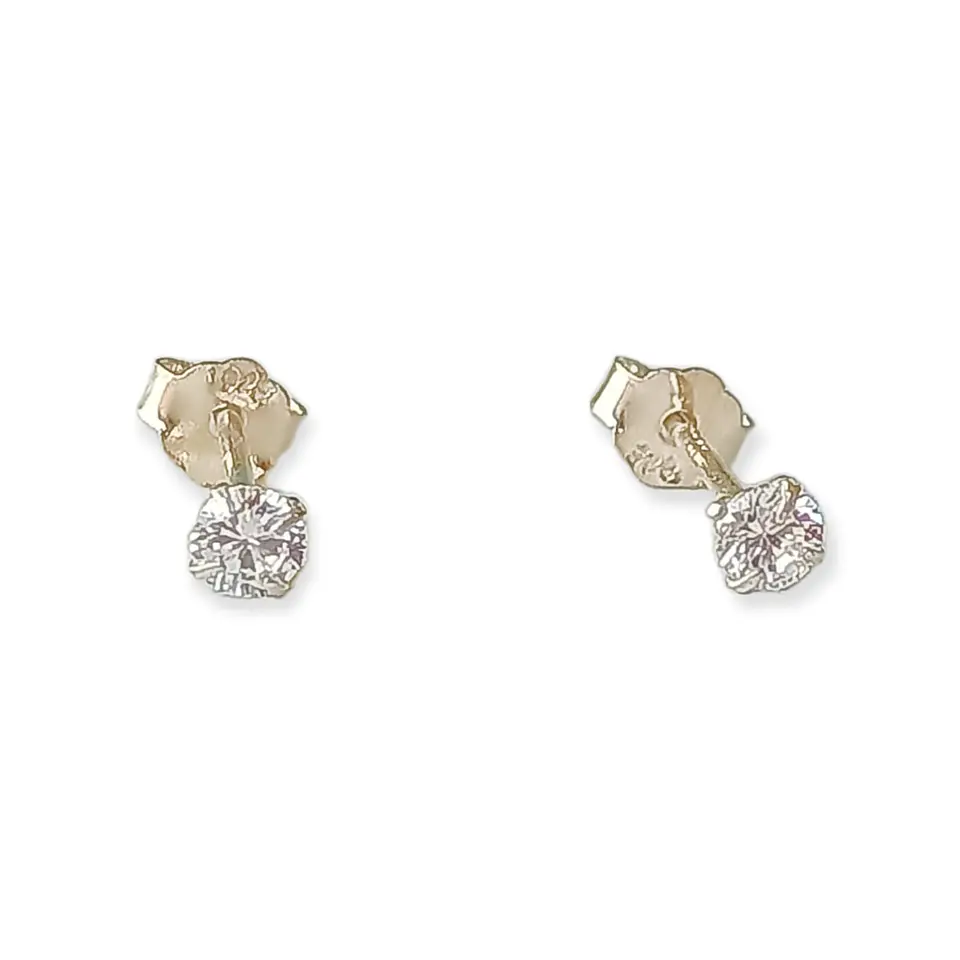 Pendientes Puntos de Luz En Plata ley 925 Zirconia 3mm 8