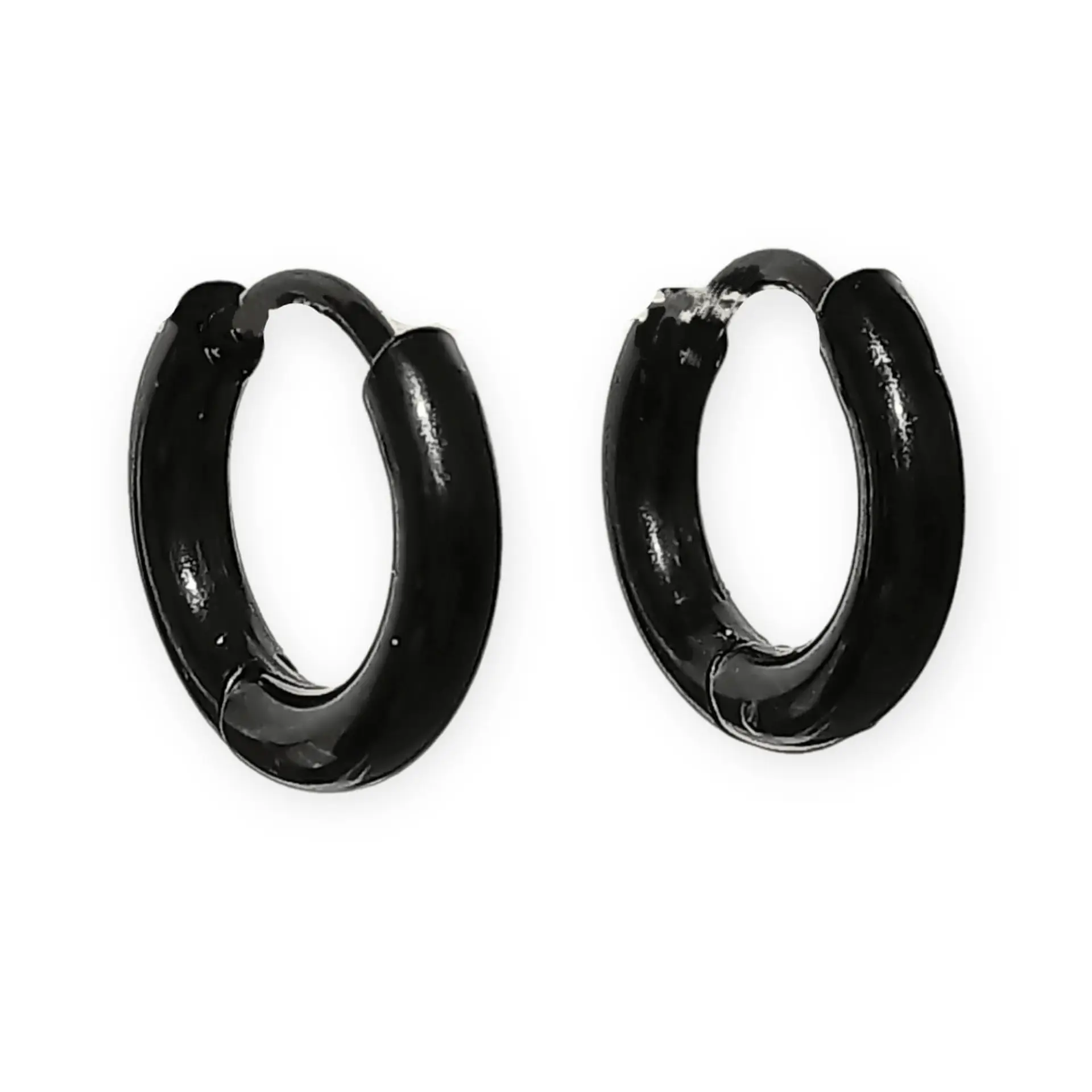 Argollas Huggies 8mm color negro hipoalergénicas 1