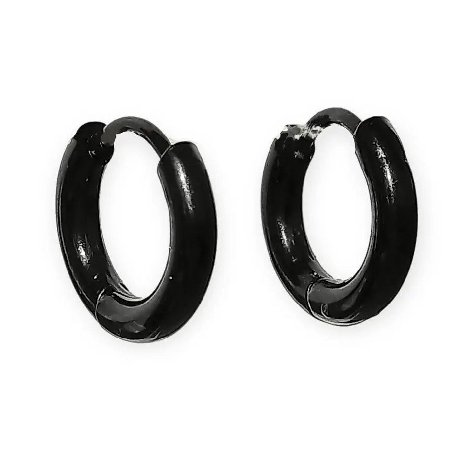 Argollas Huggies 8mm color negro hipoalergénicas 1