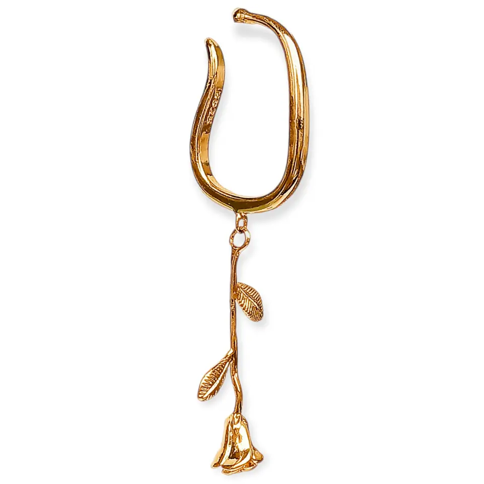 Aro Largo Rosa Sin Perforaciones earcuff Unidad chapado en oro 18k 1