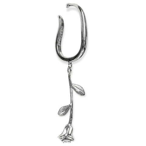 Aro largo rosa sin perforacion earcuff plateado