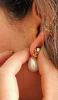 Aros Sin Perforacion Resina Lagrima Zirconia Baño De Oro - Miniatura 4