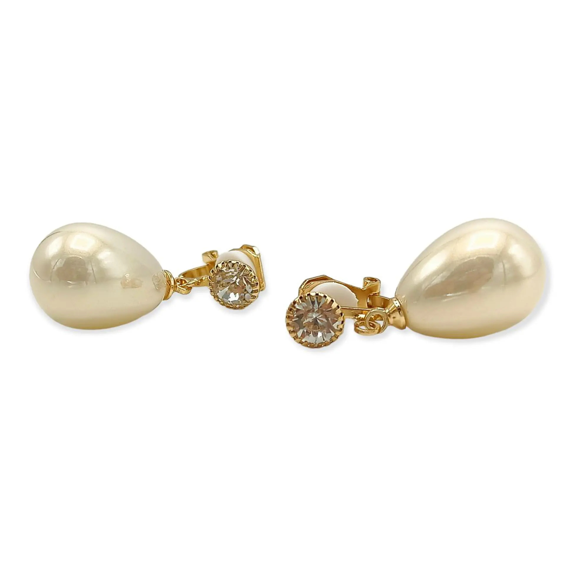 Aros Sin Perforacion Resina Lagrima Zirconia Baño De Oro 6