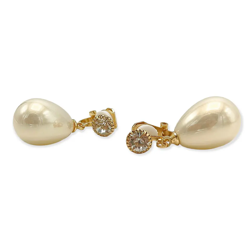 Aros Sin Perforacion Resina Lagrima Zirconia Baño De Oro 6