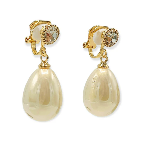 Aros Sin Perforacion Resina Lagrima Zirconia Baño De Oro