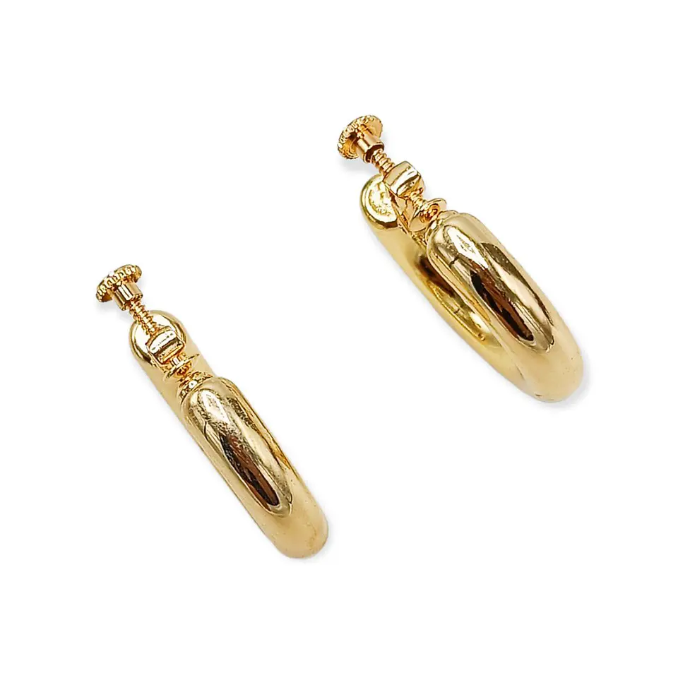 Aros Sin Perforacion Argollas Chunky Bañadas En Oro 4