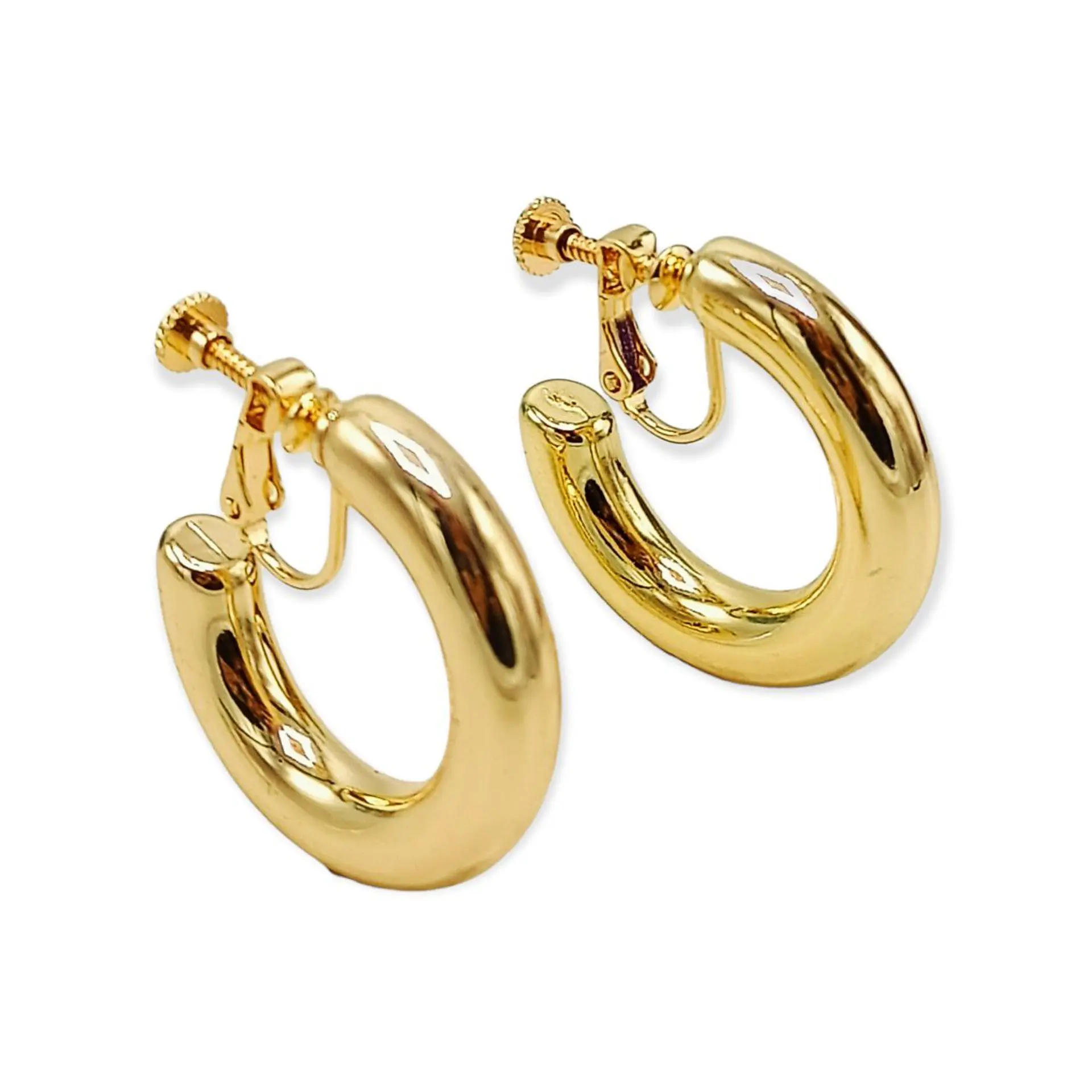 Aros Sin Perforacion Argollas Chunky Bañadas En Oro 1