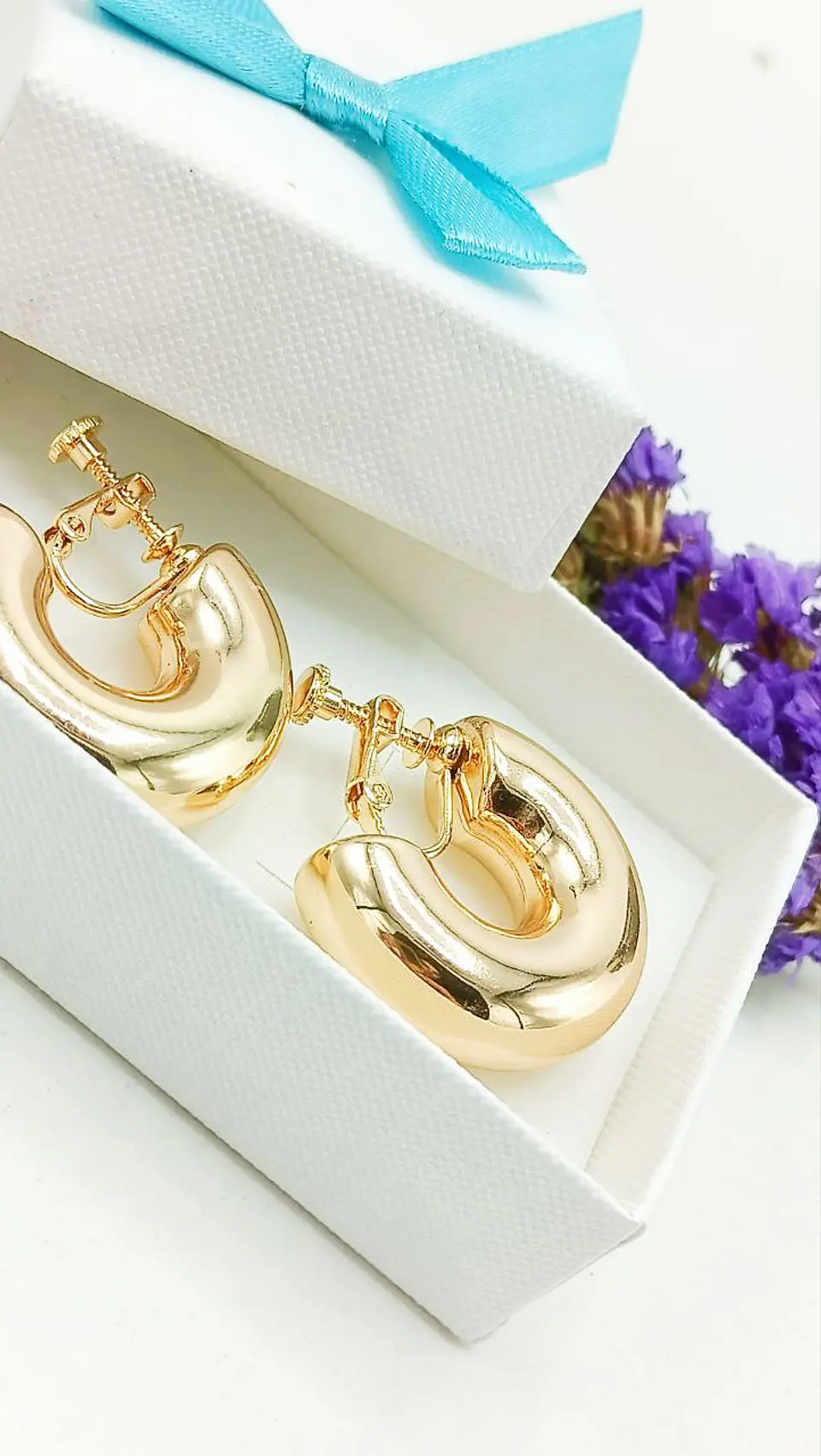 Aros Sin Perforación Argollas big Chunky Bañadas En Oro 2