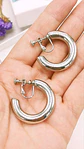 Aros Sin Perforacion Argollas skinny Chunky Plateadas - Miniatura 5