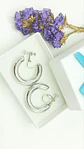 Aros Sin Perforacion Argollas skinny Chunky Plateadas - Miniatura 2