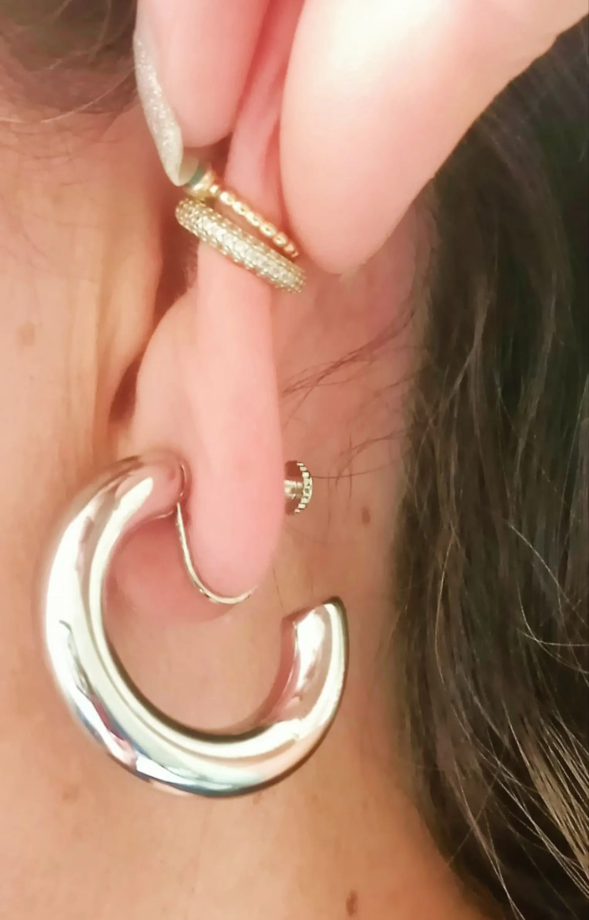 Aros Sin Perforacion Argollas skinny Chunky Plateadas 6