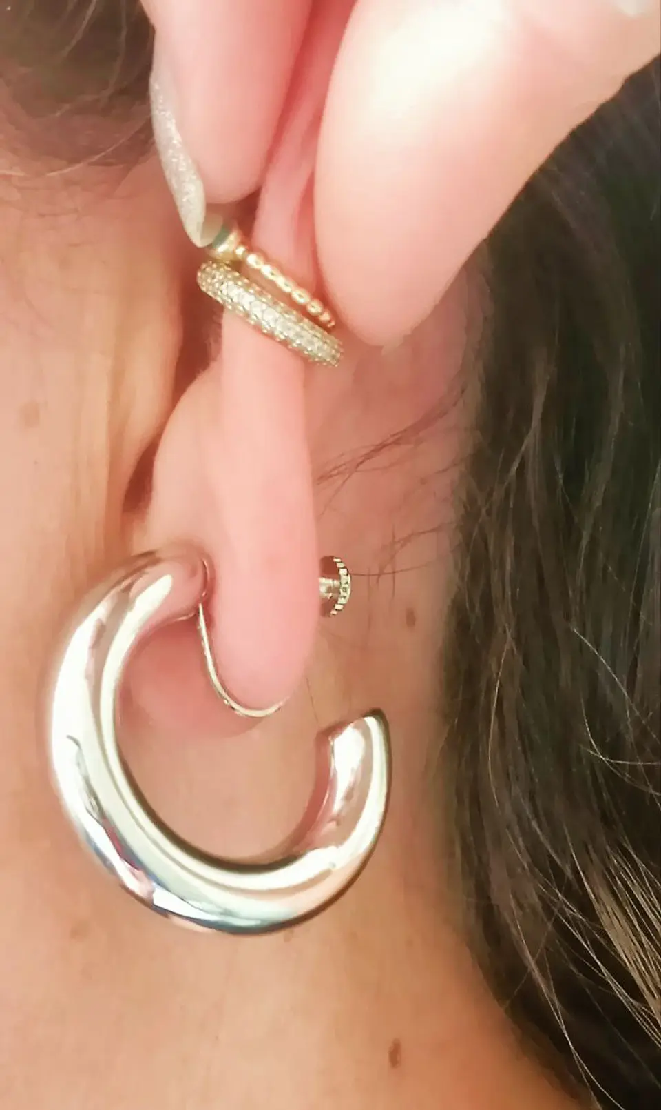 Aros Sin Perforacion Argollas skinny Chunky Plateadas 6