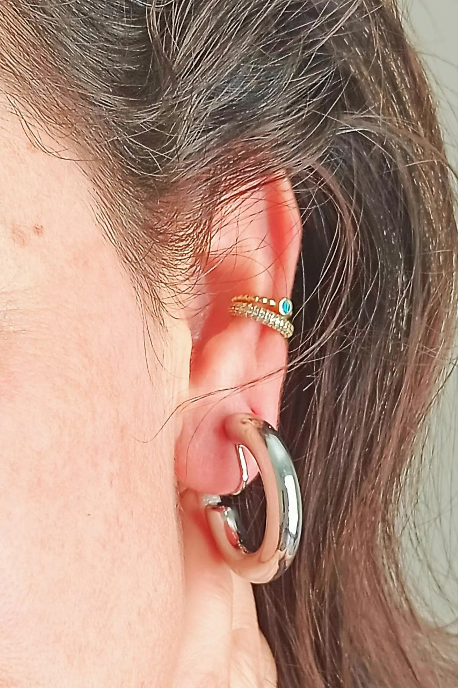 Aros Sin Perforacion Argollas skinny Chunky Plateadas 9
