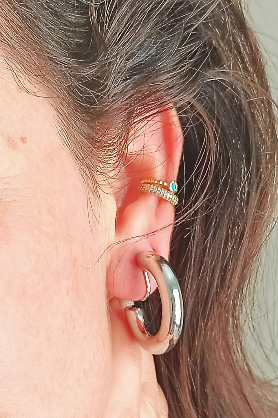 Aros Sin Perforacion Argollas skinny Chunky Plateadas 9