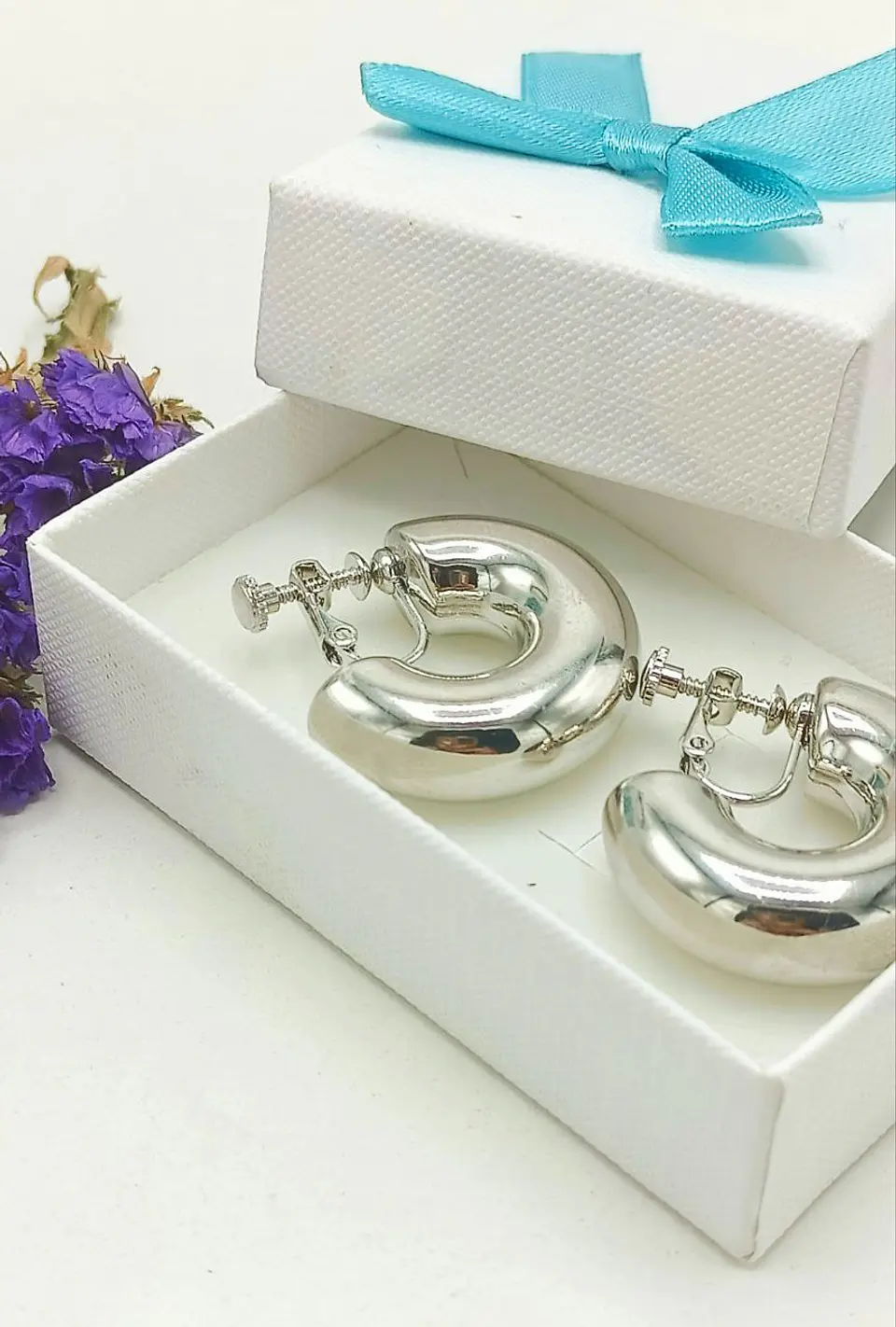 Aros Sin Perforacion Argollas Big Chunky Plateadas 2
