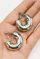 Aros Sin Perforacion Argollas Big Chunky Plateadas - Miniatura 4