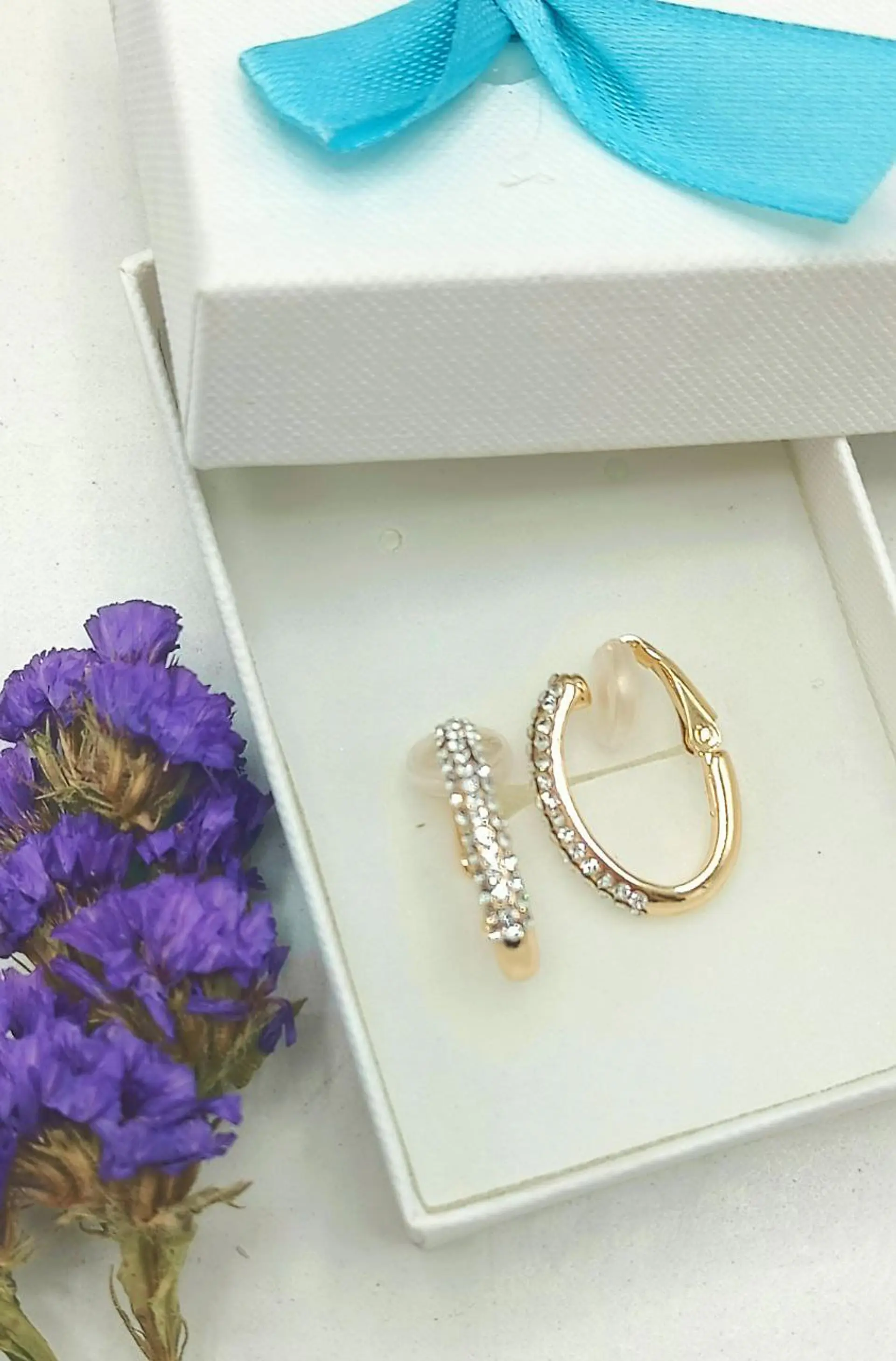 Aros Sin Perforación Argollas Circonios incrustados tipo pavé Bañadas En Oro 18k 2