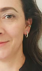 Aros Sin Perforación Argollas Circonios incrustados tipo pavé Bañadas En Oro 18k - Miniatura 3