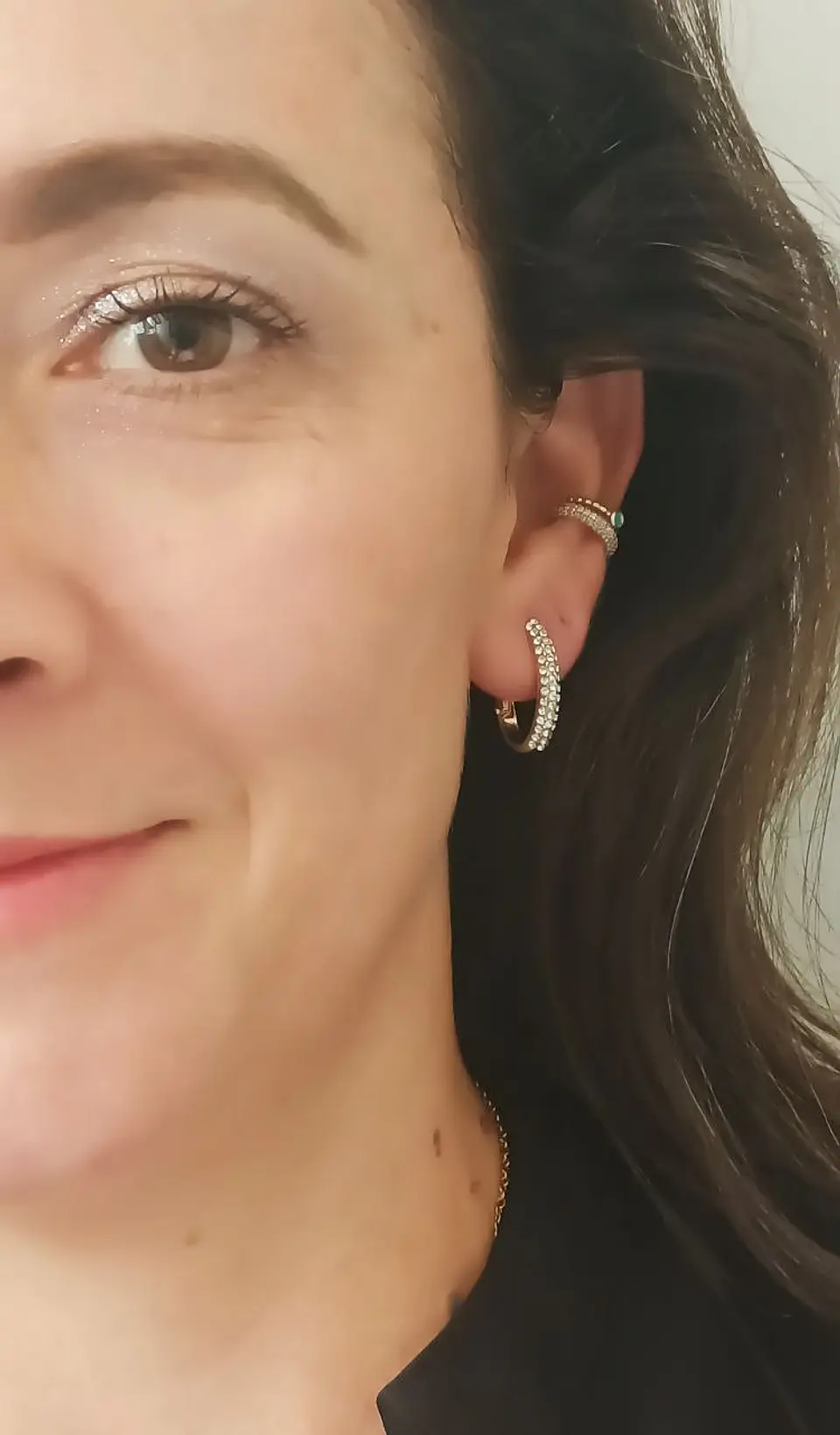 Aros Sin Perforación Argollas Circonios incrustados tipo pavé Bañadas En Oro 18k 3