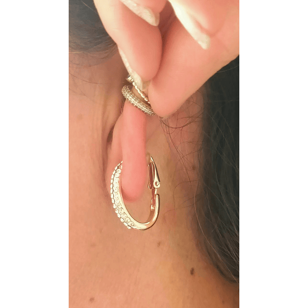 Aros Sin Perforación Argollas Circonios incrustados tipo pavé Bañadas En Oro 18k 5