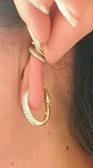 Aros Sin Perforación Argollas Circonios incrustados tipo pavé Bañadas En Oro 18k - Miniatura 5