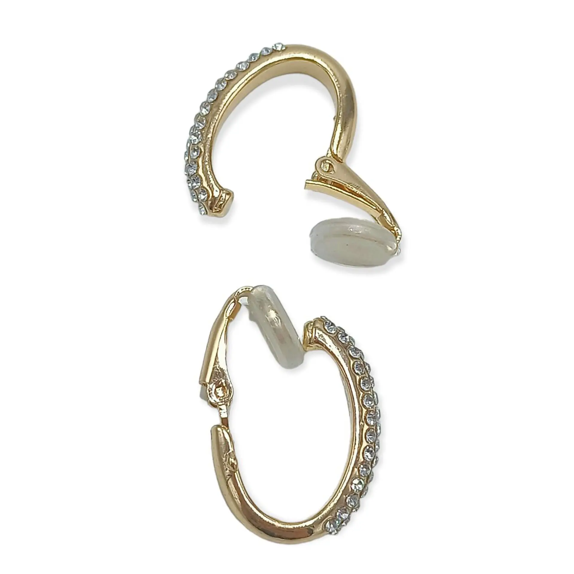 Aros Sin Perforación Argollas Circonios incrustados tipo pavé Bañadas En Oro 18k 7