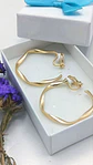 Aros Sin Perforación Argollas Finas Relieve Bañadas En Oro - Miniatura 2