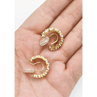 Aros Sin Perforación Vivian Huggies Perlas Zirconia bañada en oro 18kl 5