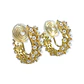 Aros Sin Perforación Vivian Huggies Perlas Zirconia bañada en oro 18kl - Miniatura 1