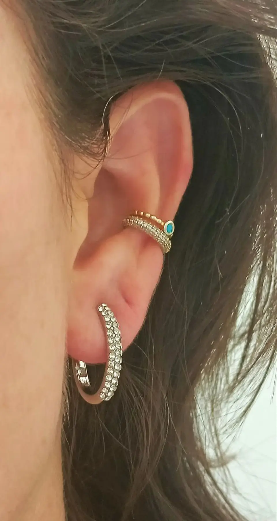 Aros Sin Perforacion Argollas Finas Zirconios Bañado Plata 5