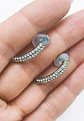 Aros Sin Perforacion Argollas Finas Zirconios Bañado Plata - Miniatura 4