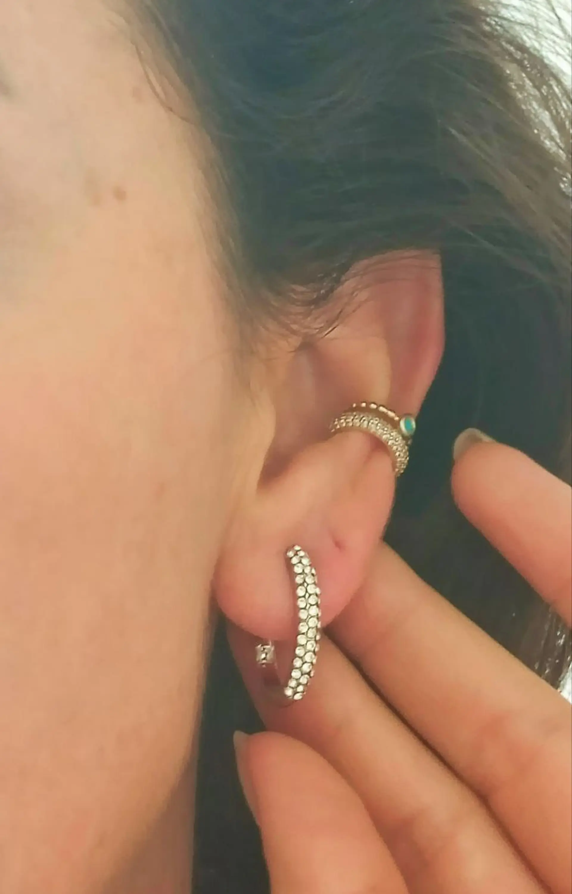 Aros Sin Perforacion Argollas Finas Zirconios Bañado Plata 8