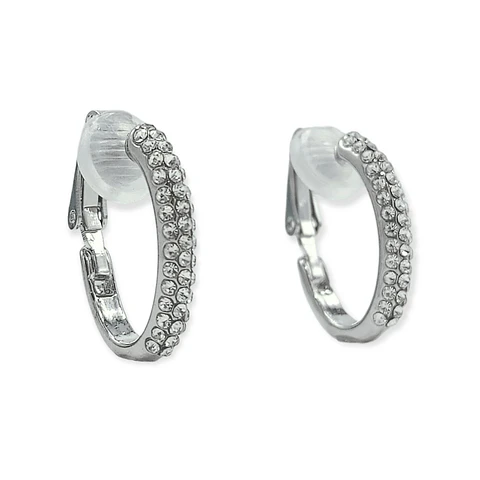 Aros Sin Perforacion Argollas Finas Zirconios Bañado Plata