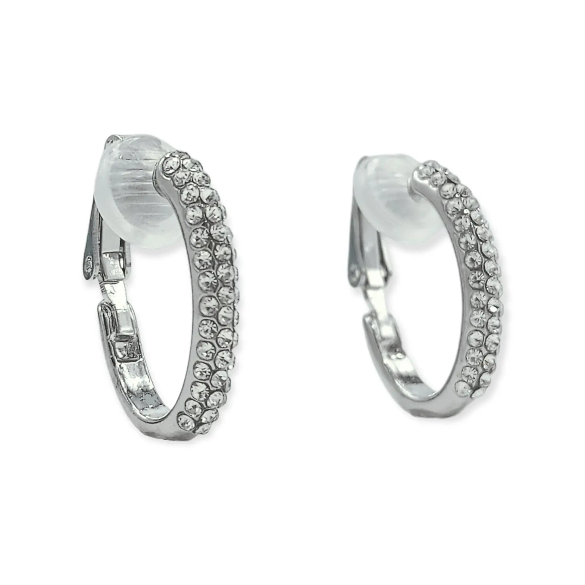 Aros Sin Perforacion Argollas Finas Zirconios Bañado Plata 1