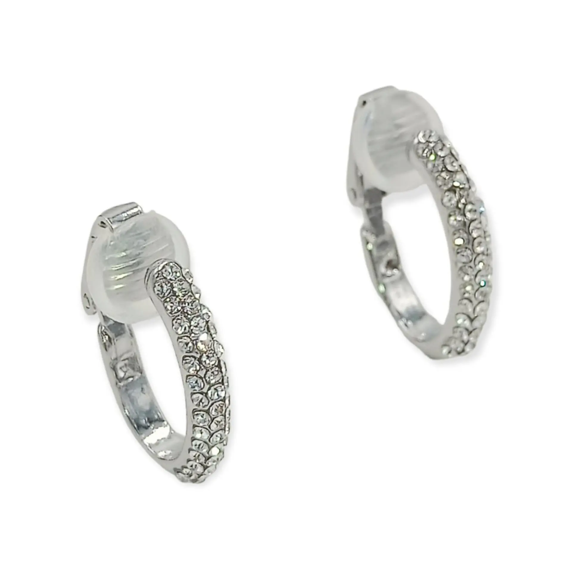 Aros Sin Perforacion Argollas Finas Zirconios Bañado Plata 6