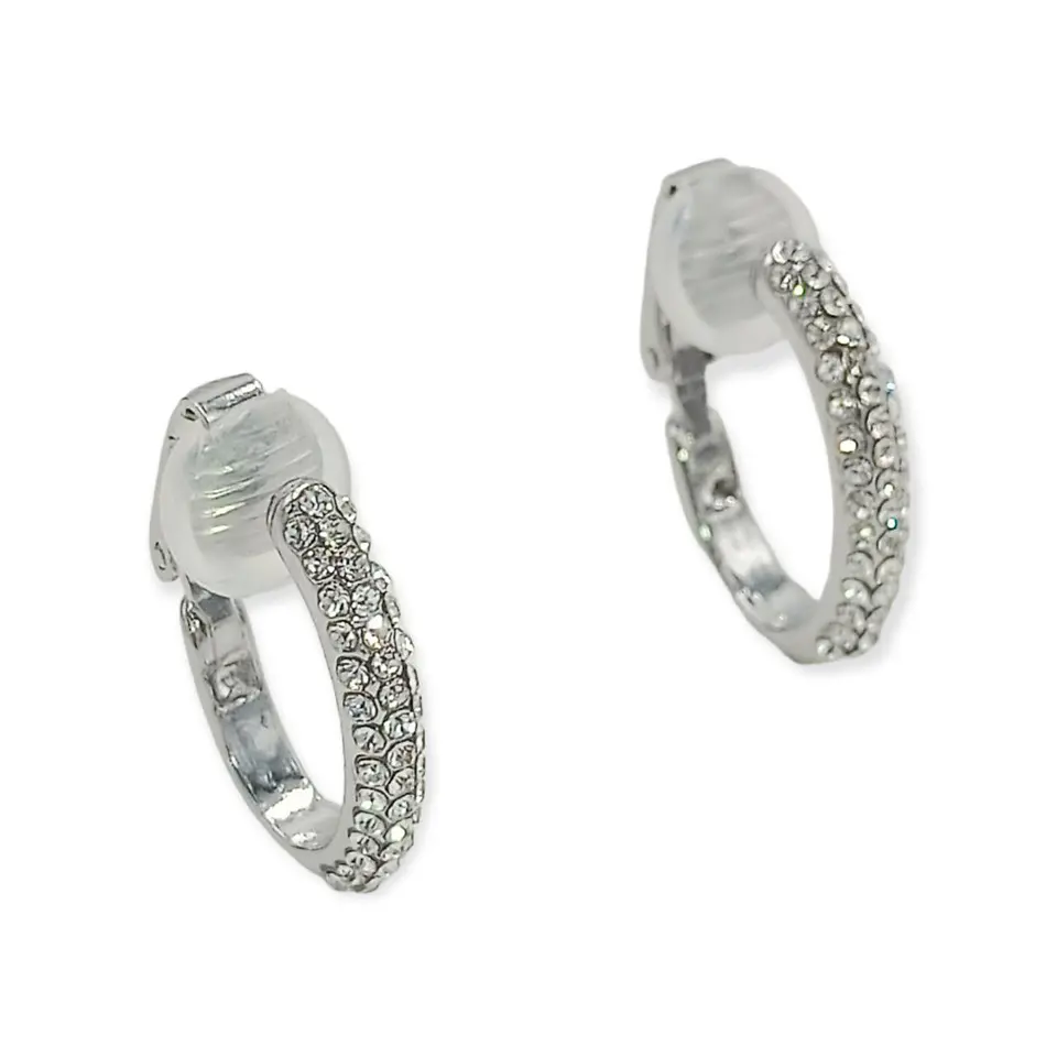 Aros Sin Perforacion Argollas Finas Zirconios Bañado Plata 6