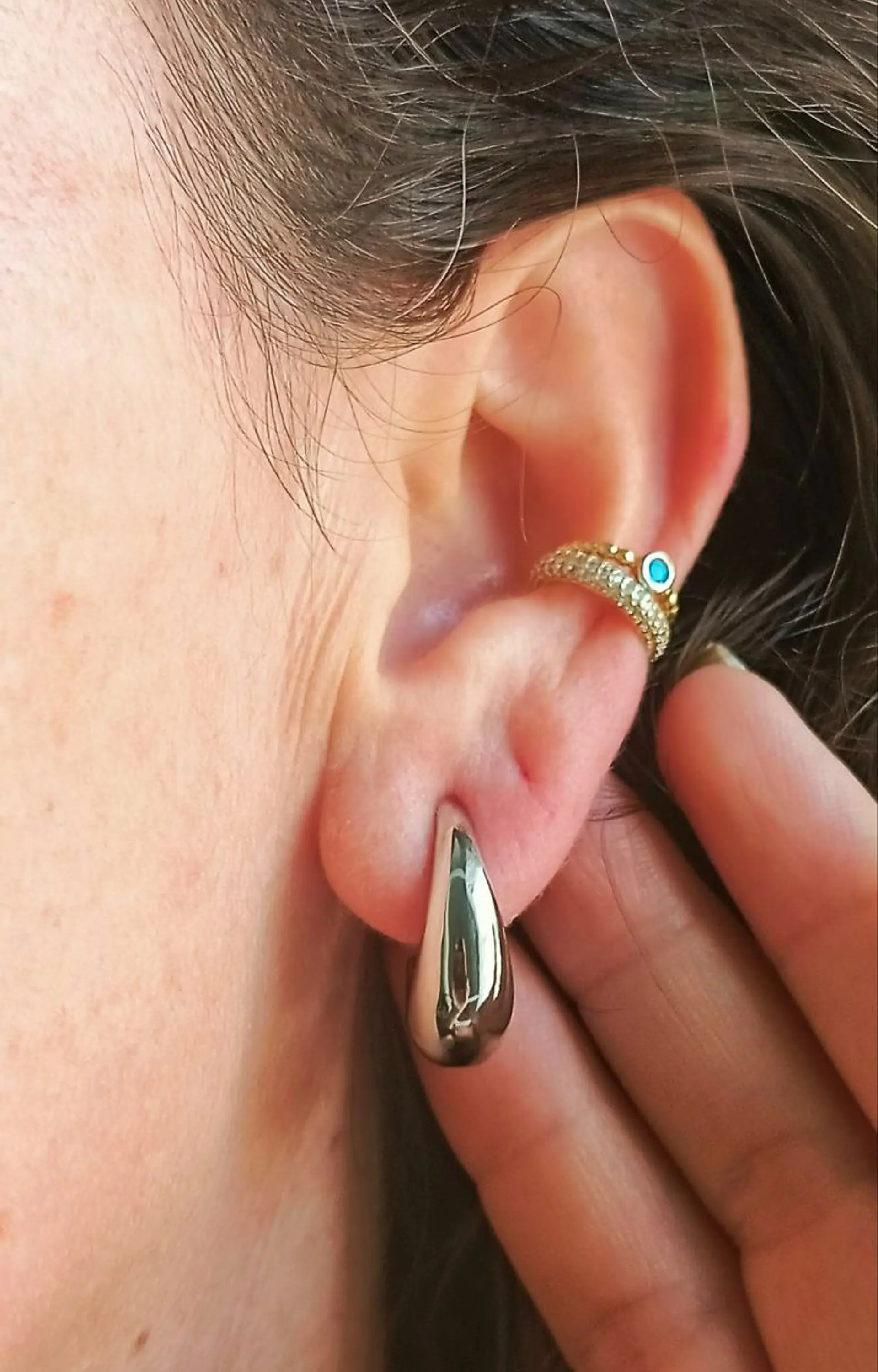 Aros Sin Perforación Argollas Chunky small Bañadas En Plata 3