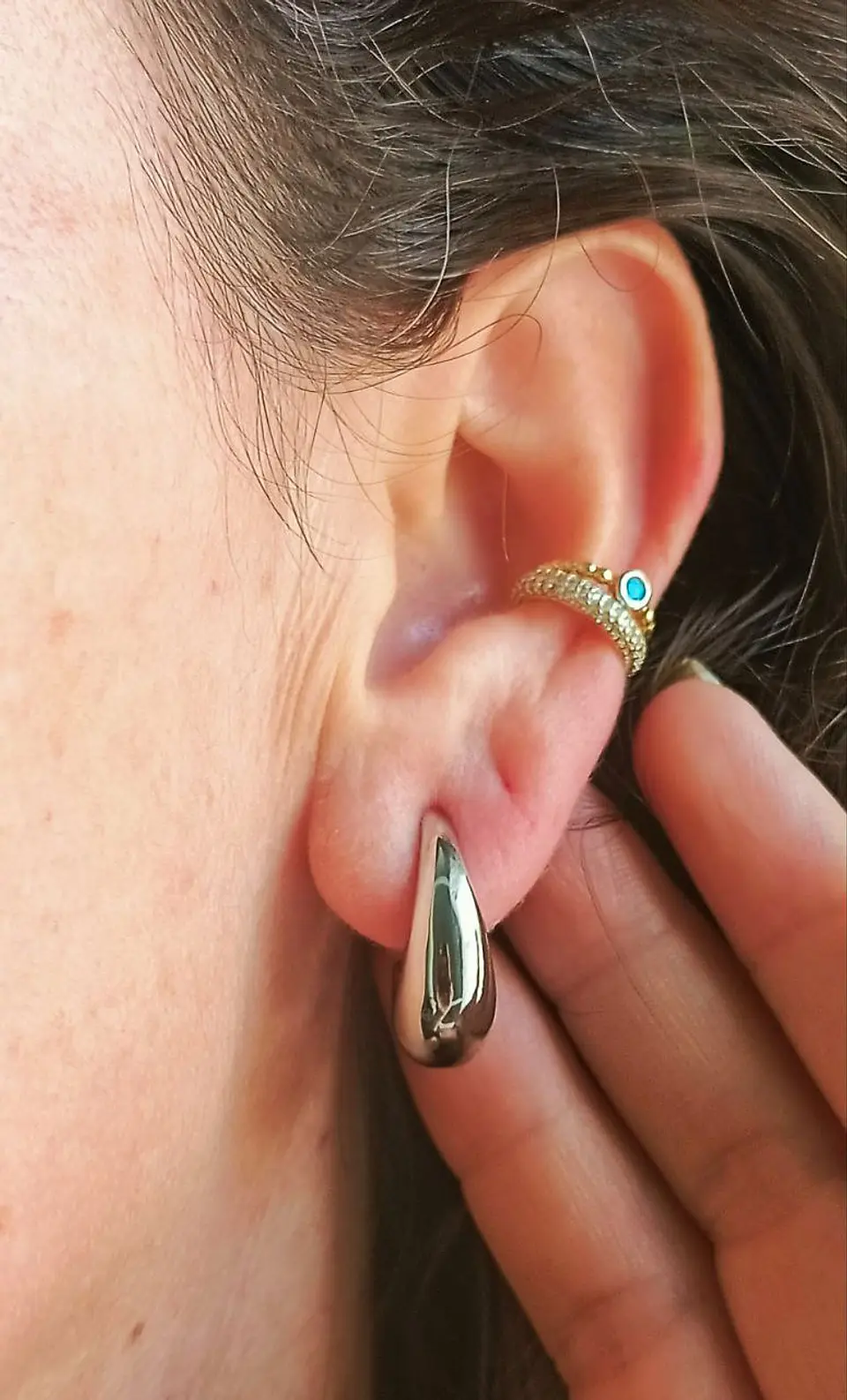 Aros Sin Perforación Argollas Chunky small Bañadas En Plata 3