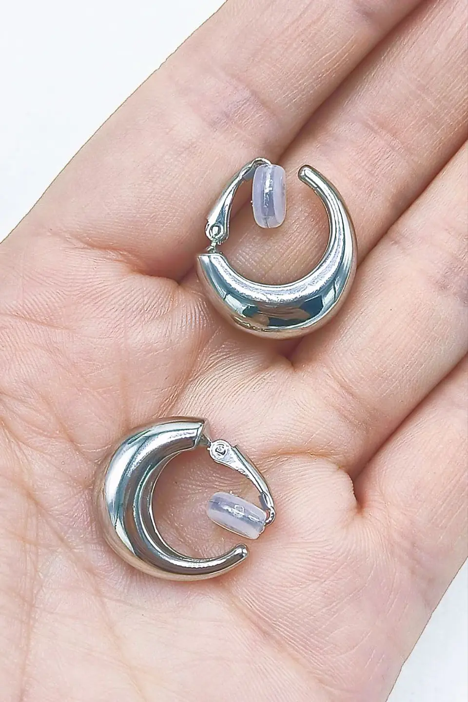 Aros Sin Perforación Argollas Chunky small Bañadas En Plata 4