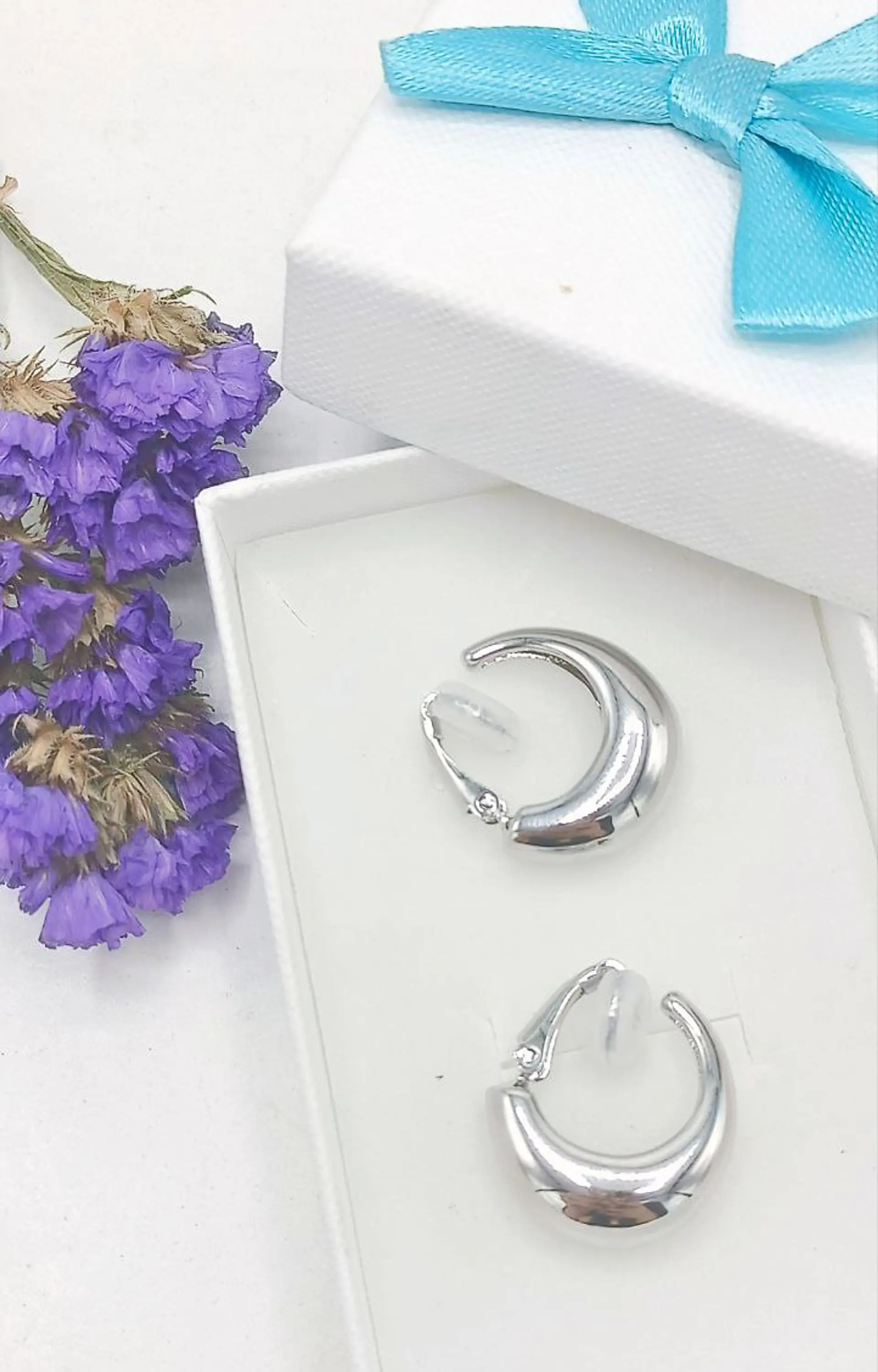 Aros Sin Perforación Argollas Chunky small Bañadas En Plata 2