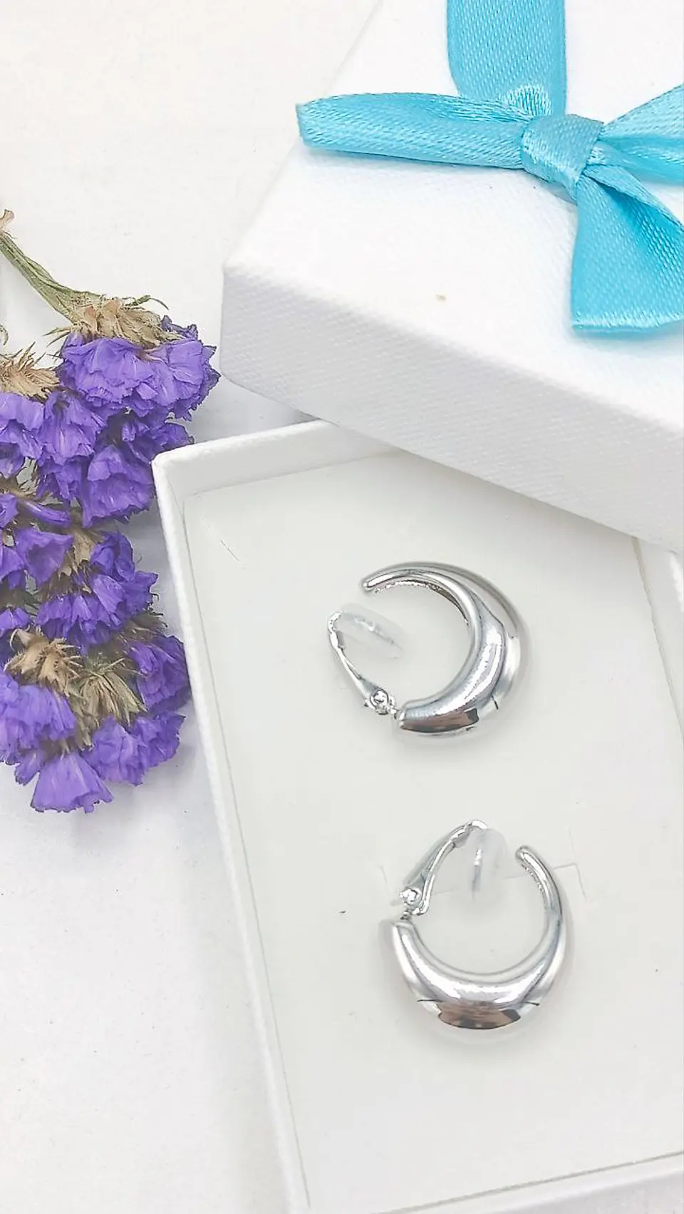 Aros Sin Perforación Argollas Chunky small Bañadas En Plata 2